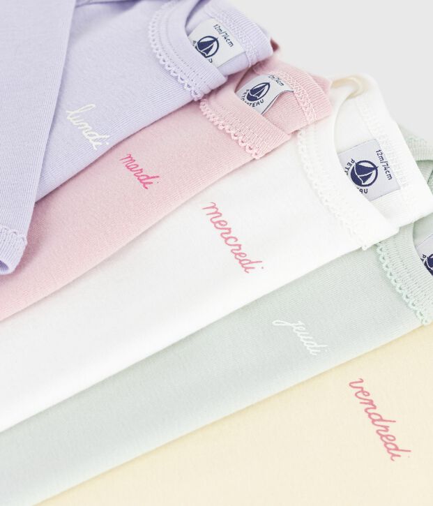 Juego de bodis de algod&oacute;n de manga larga d&iacute;as de la semana para beb&eacute; multicolor