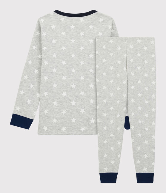 Pijama con estampado de estrellas de niño de algodón gris BELUGA/blanco MARSHMALLOW