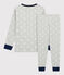 Pijama con estampado de estrellas de niño de algodón gris BELUGA/blanco MARSHMALLOW