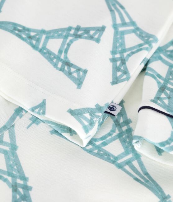 Pijama infantil abotonado de algodón estampado blanco MARSHMALLOW/blanco MULTICO