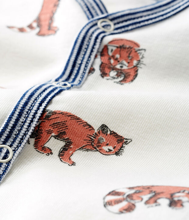 Pijama sin pies de ecol&oacute;gico con forro para beb&eacute; blanco/multicolor