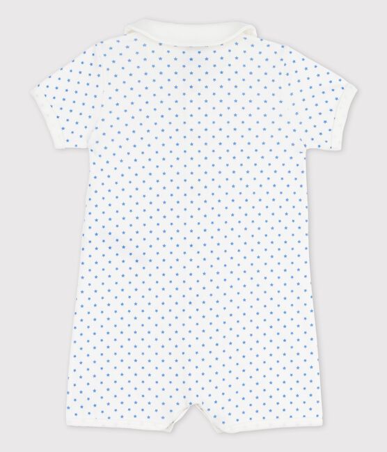 Pelele corto de algodón con estrellas para bebé blanco MARSHMALLOW/azul BRASIER