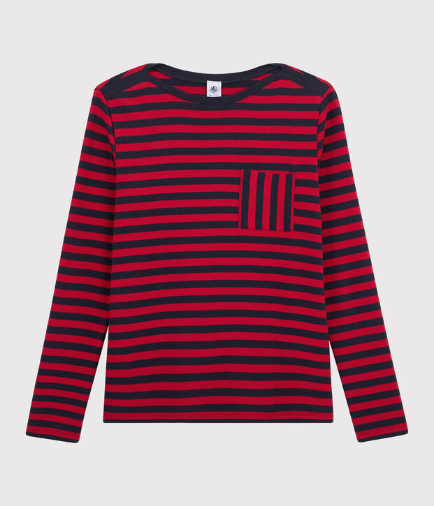 Camiseta a rayas para mujer azul/rojo