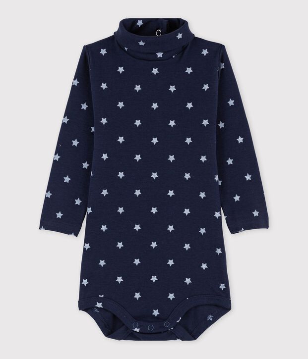 Body de manga larga con cuello redondo para beb&eacute; unisex azul/blanco
