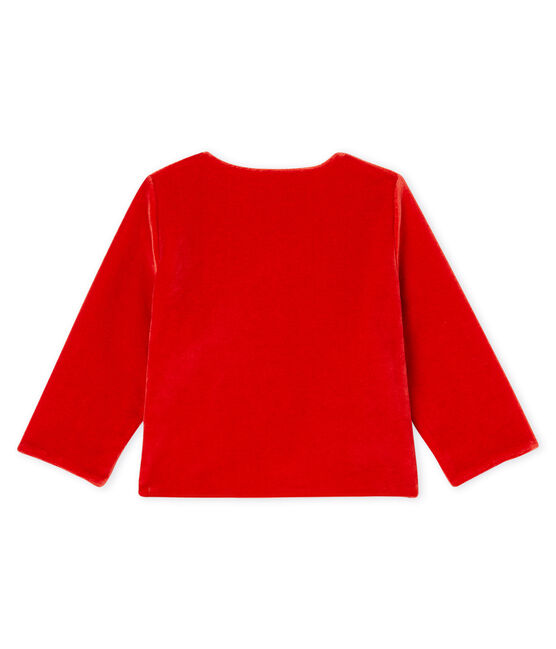 Cárdigan de rayas y terciopelo para bebé niña rojo TERKUIT