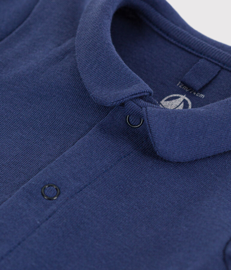 Body de algod&oacute;n de manga corta con cuello para beb&eacute; azul