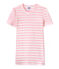 Camiseta de mujer en canalé original de rayas rosa BABYLONE/blanco MARSHMALLOW