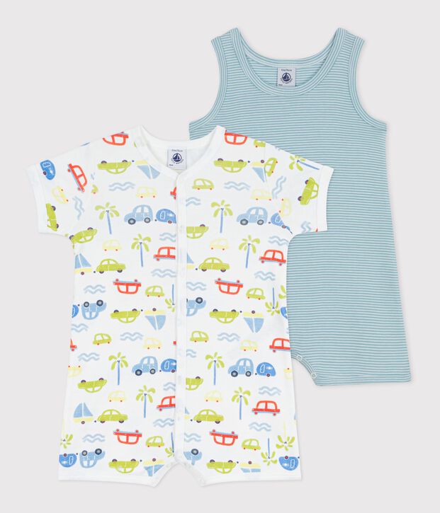 Juego de monos cortos de algod&oacute;n estampado para beb&eacute; multicolor