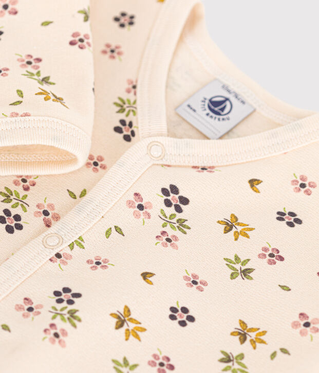 Pijama de felpa cepillada con estampado de flores para beb&eacute; crudo/multicolor
