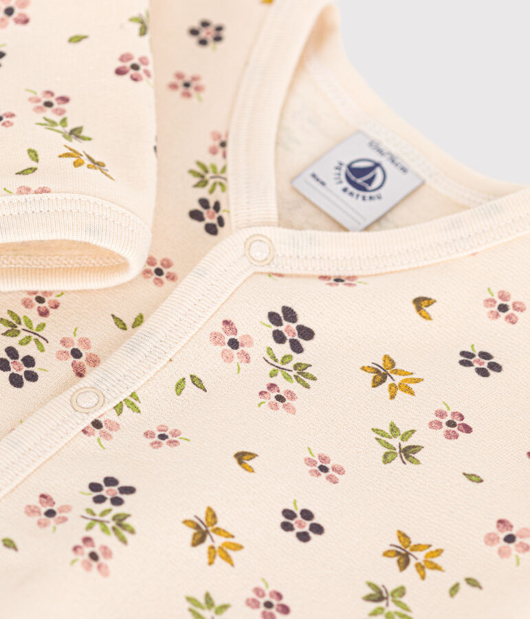 Pijama de felpa cepillada con estampado de flores para beb&eacute; crudo/multicolor