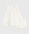 Vestido liso y bordado de algodón sin mangas y pololo para bebé blanco ECUME