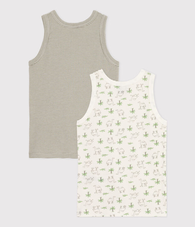 Juego de 2 camisetas de tirantes de algod&oacute;n con dromedarios para ni&ntilde;o multicolor
