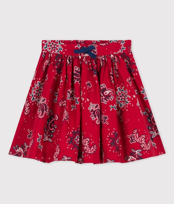 Falda de popelina estampada para niña rojo TERKUIT/blanco MULTICO