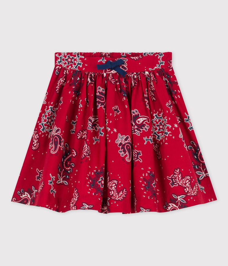 Falda de popelina estampada para ni&ntilde;a rojo/multicolor
