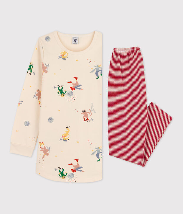 Camis&oacute;n fosforescente de mulet&oacute;n y algod&oacute;n de ni&ntilde;a crudo/multicolor