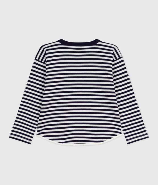 Camiseta infantil de algodón de manga larga a rayas azul SOIR/ MILK