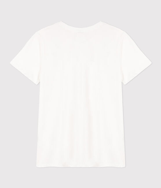 Camiseta LA RECTA de algodón con cuello redondo para mujer blanco ECUME