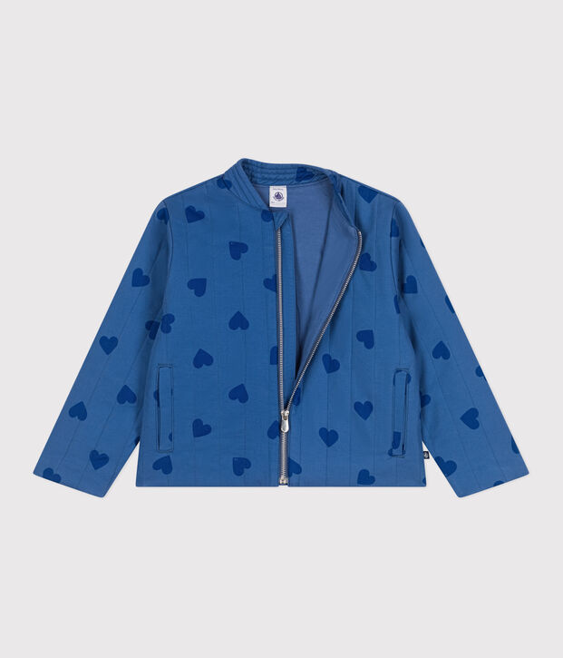 Chaqueta infantil de algod&oacute;n con corazones azul/azul