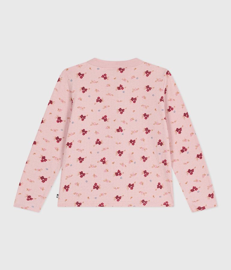 C&aacute;rdigan infantil de algod&oacute;n estampado rosa JOLI/blanco MULTICO