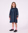 Vestido infantil liso de manga larga de tejido denim azul
