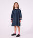 Vestido infantil liso de manga larga de tejido denim