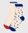 2 pares de calcetines infantiles de algod&oacute;n con estampado de barco multicolor