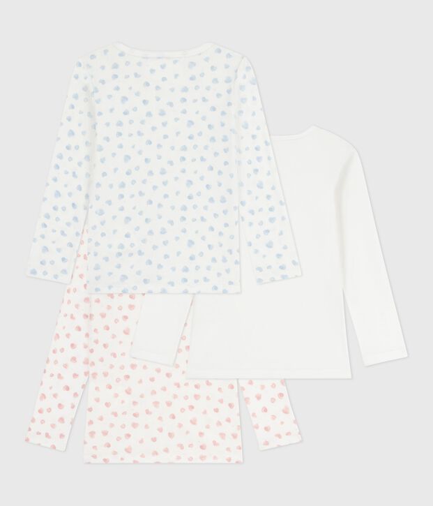 Juego de camisetas infantiles de algod&oacute;n de manga larga con estampado de corazones. multicolor