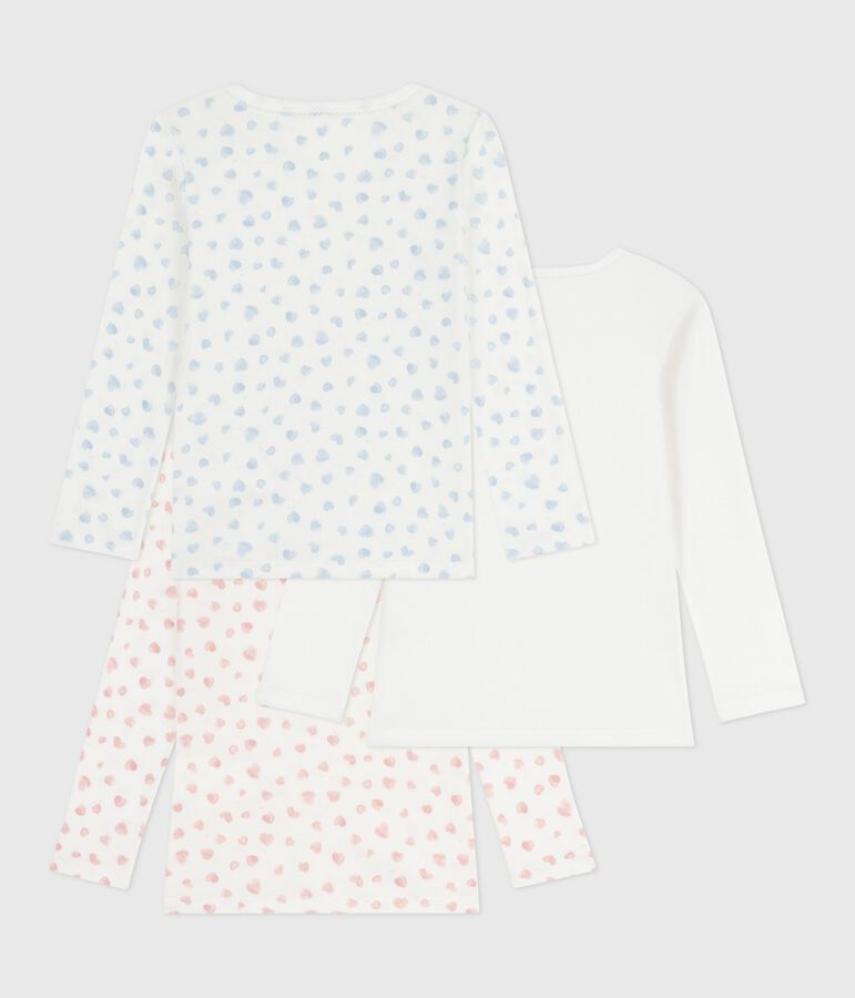 Juego de camisetas infantiles de algod&oacute;n de manga larga con estampado de corazones. multicolor