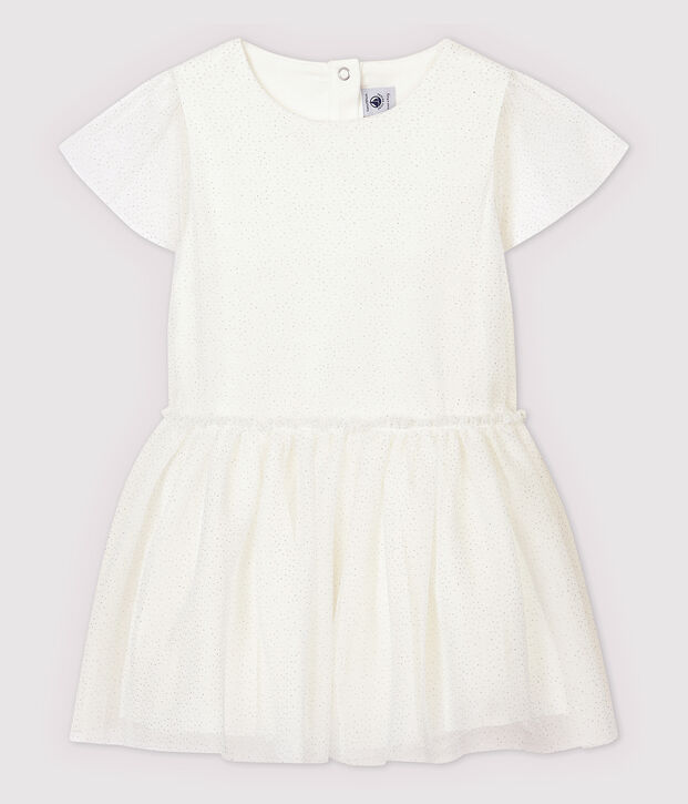 Vestido de celebraci&oacute;n de tul de ni&ntilde;a blanco/gris