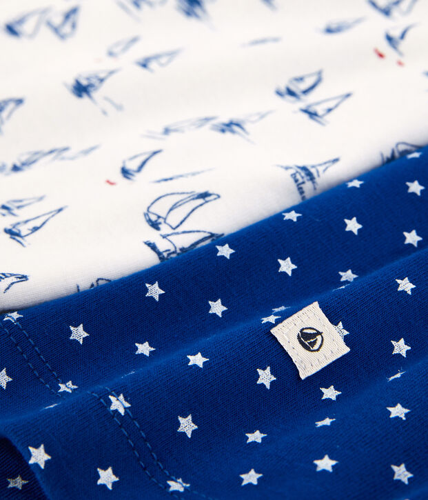 Juego de 2 pijamas cortos, uno de veleros y otro de estrellas, de algod&oacute;n de ni&ntilde;o multicolor