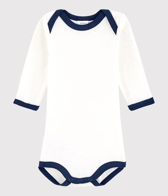 Bodi de manga larga de bebé niña/niño blanco MARSHMALLOW