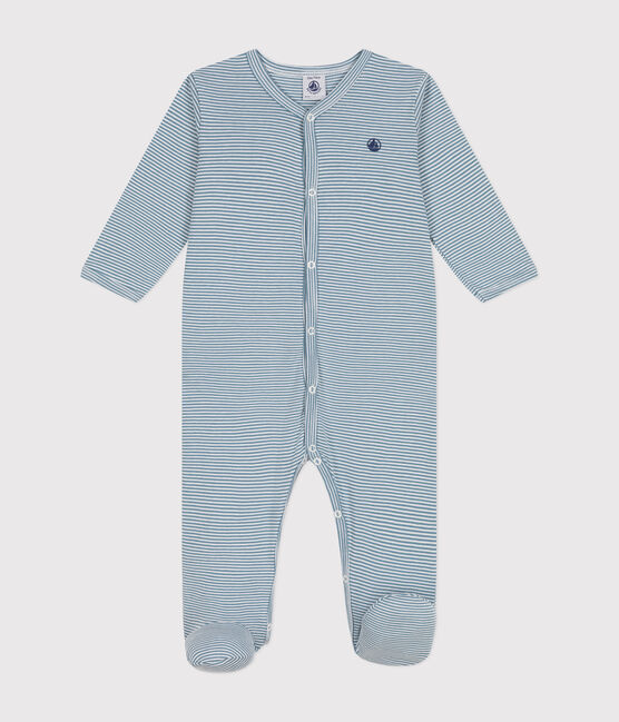 Pijama estampado de algodón para bebé azul ROVER/blanco MARSHMALLOW