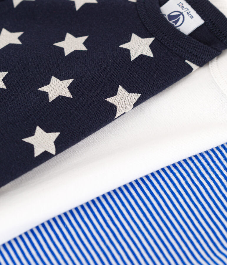 Juego de 3 bodis de manga larga de algod&oacute;n con estrellas multicolor