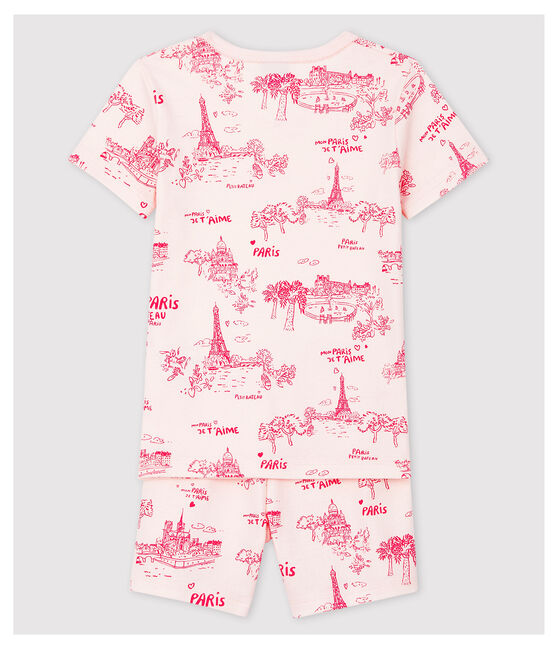 Pijama corto snugfit de tela de Jouy París de algodón de niña rosa FLEUR/rosa GROSEILLER