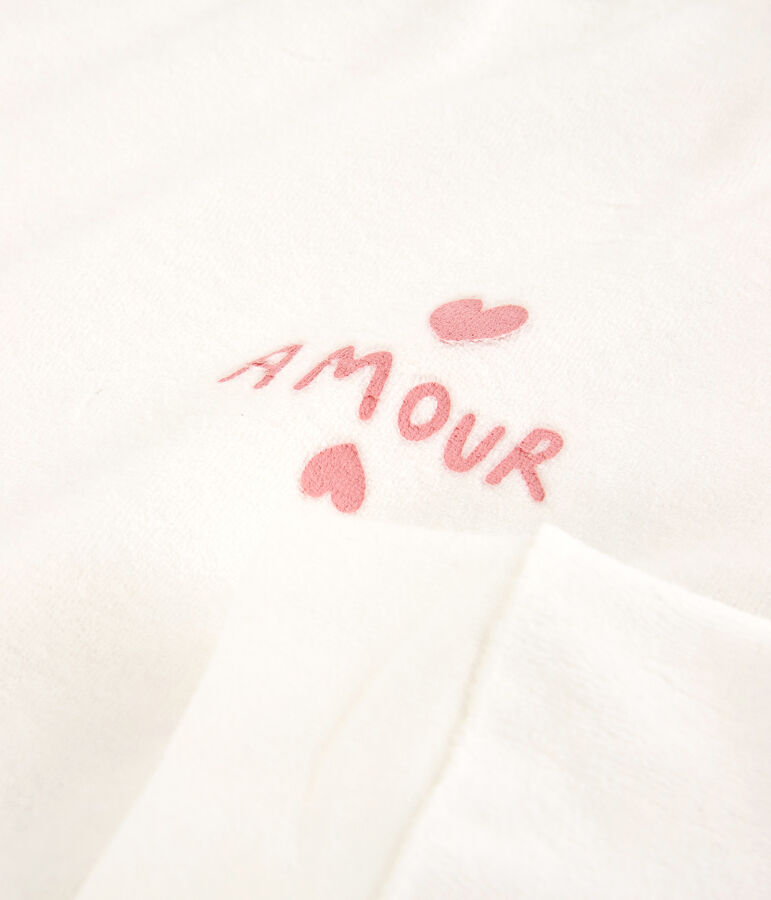 Pijama de ni&ntilde;a de terciopelo rosa/blanco