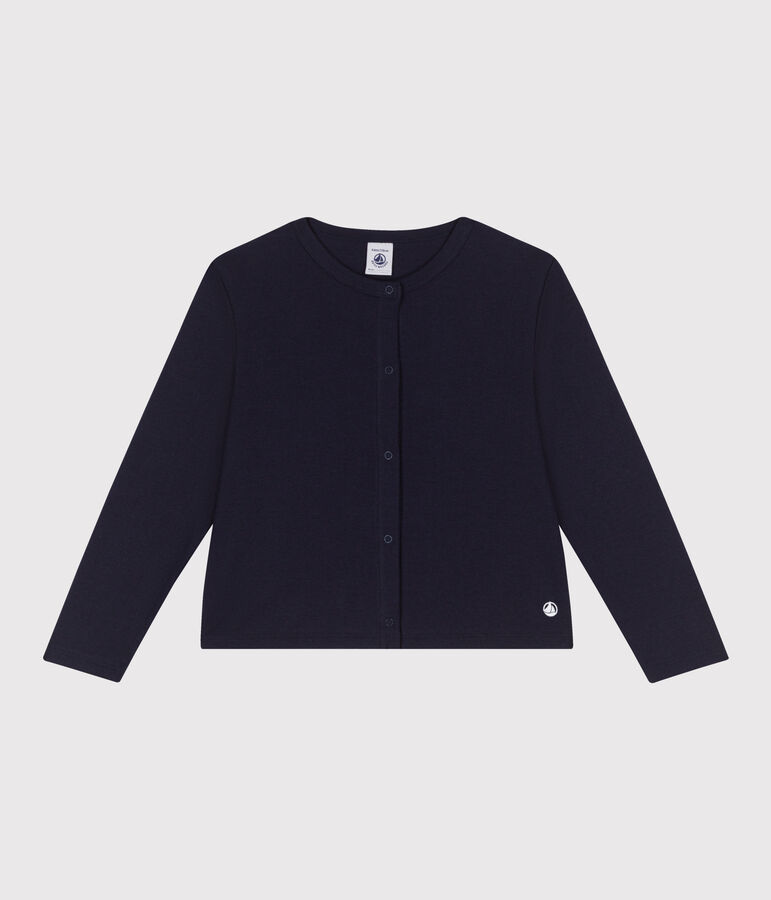 C&aacute;rdigan infantil de algod&oacute;n liso azul