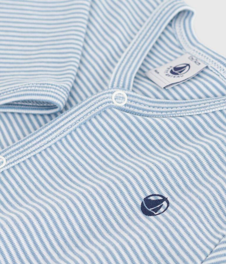 Pijama sin pies de algod&oacute;n a rayas para beb&eacute; azul/blanco