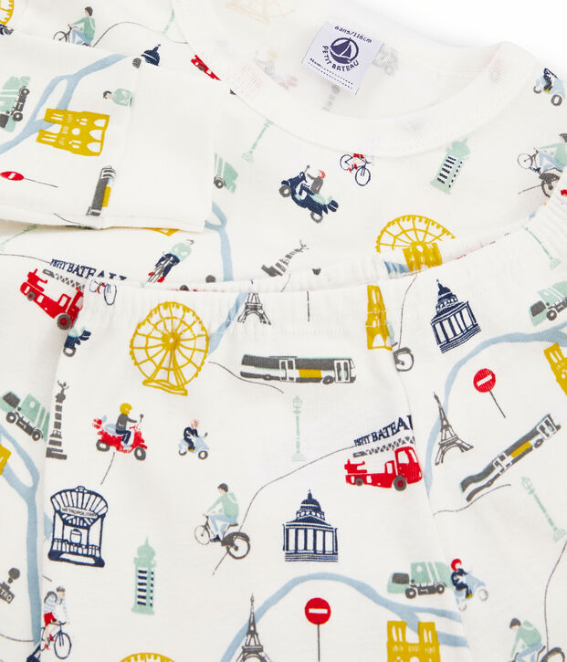 Pijama de punto para ni&ntilde;o blanco/multicolor