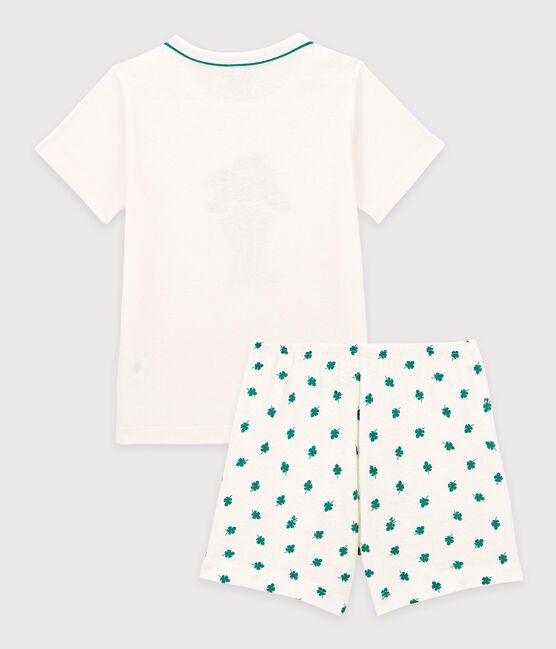 Pijama corto de árbol de algodón y lino de niño blanco MARSHMALLOW/blanco MULTICO
