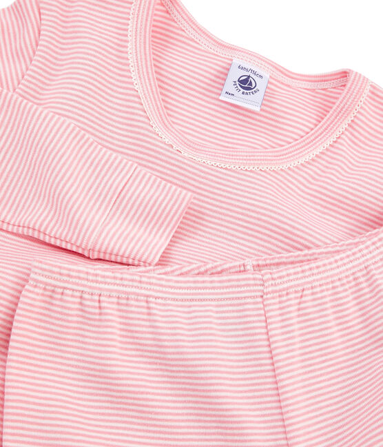 Pijama de corte muy ajustado de punto para niña rosa CHARME/blanco MARSHMALLOW