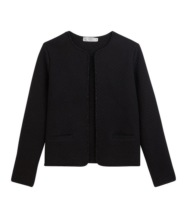 Chaqueta c&aacute;rdigan de t&uacute;bico mujer negro/amarillo