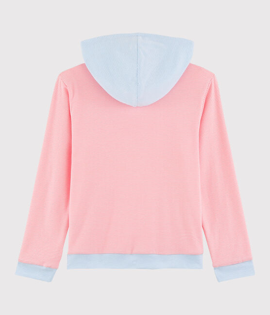 Sudadera con capucha a rayas de algodón de mujer rosa GRETEL/blanco MARSHMALLOW