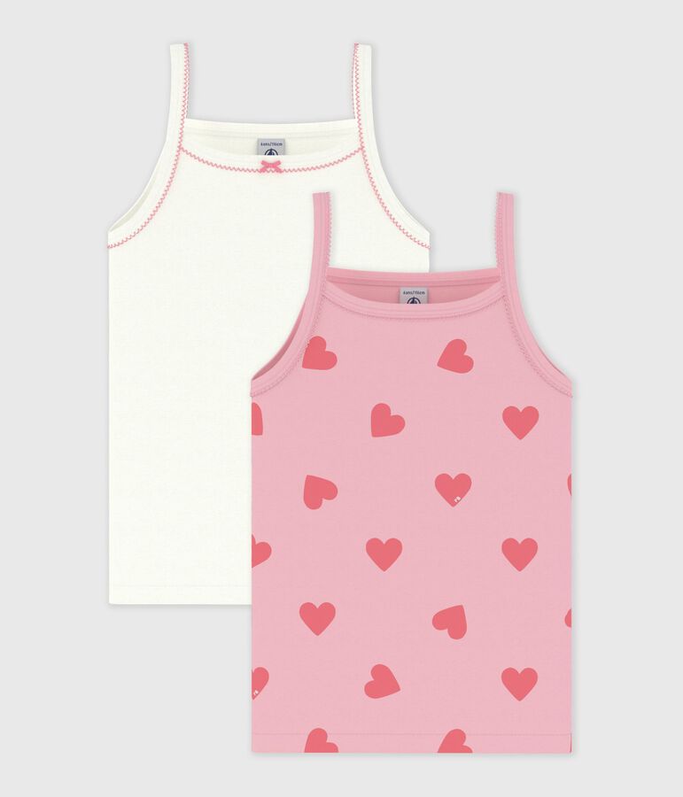 Juego de camisetas de tirantes infantiles de algod&oacute;n con estampado de corazones multicolor