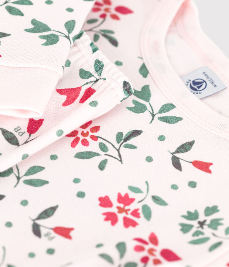 Pijama infantil muy ajustado de algod&oacute;n con flores rosa/multicolor