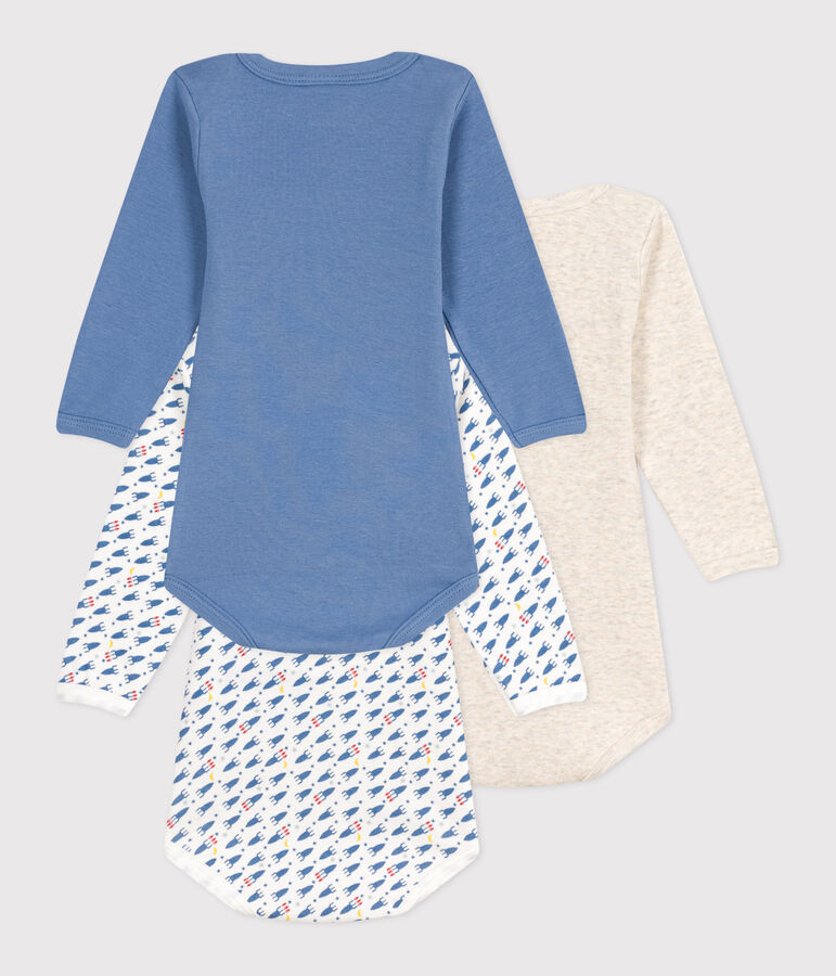 Juego de 3 bodis de algod&oacute;n de manga larga con estampado de cohete para beb&eacute; variante 1