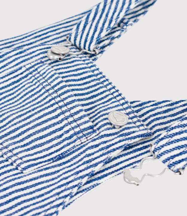 Peto corto de sarga a rayas para beb&eacute; azul/blanco
