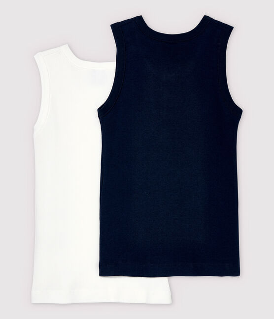 Lote de 2 camisetas de tirantes de algodón de canalé de niño variante 1