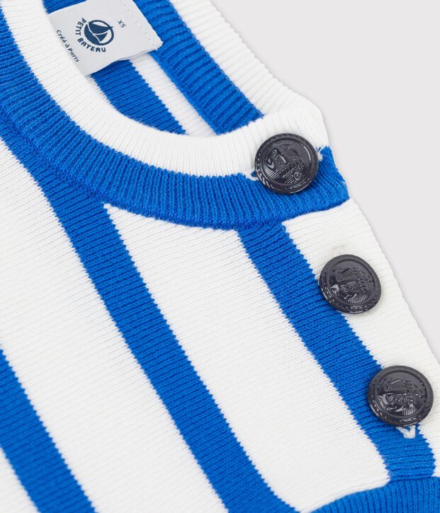 Jersey marinero de algod&oacute;n de mujer blanco/azul