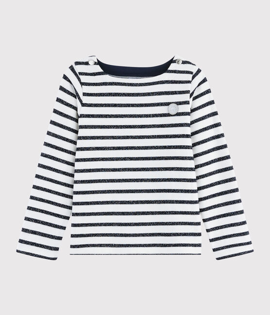 Jersey marinero para niña blanco MARSHMALLOW/ SMOKING ARGENT BRILLANT