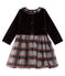 Vestido bimaterial de manga larga para bebé niña negro NOIR/blanco MULTICO